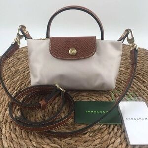 Longchamp Le Pliage XS Small Shoulder Tote Ivory/Brown New Read Description🫧